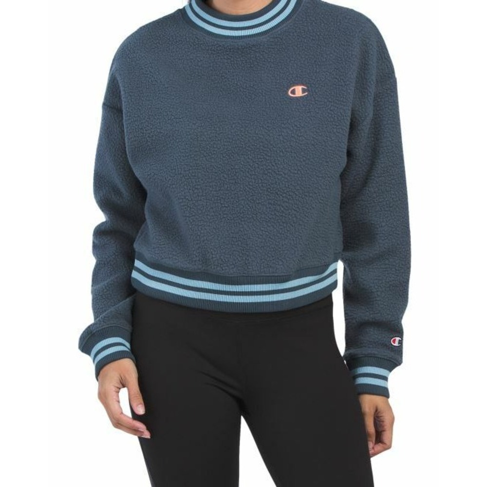 Champion women sweatshirt trim mock neck WL7317 550081 WKH blue sz XS $75